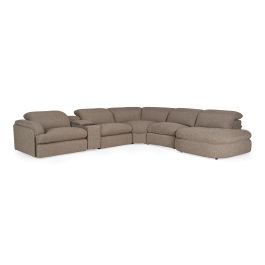 Ambler - Modern Brown Fabric Sectional Sofa with 2 Power Recliners Right Facing Chaise