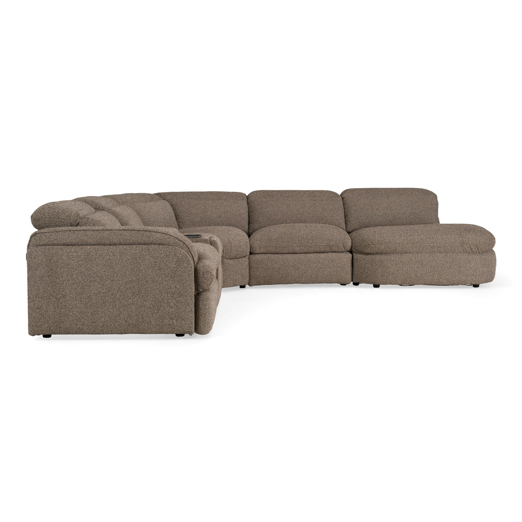 Ambler - Modern Brown Fabric Sectional Sofa with 2 Power Recliners Right Facing Chaise