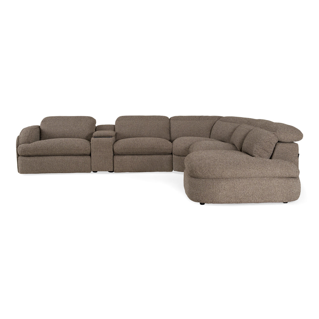 Ambler - Modern Brown Fabric Sectional Sofa with 2 Power Recliners Right Facing Chaise