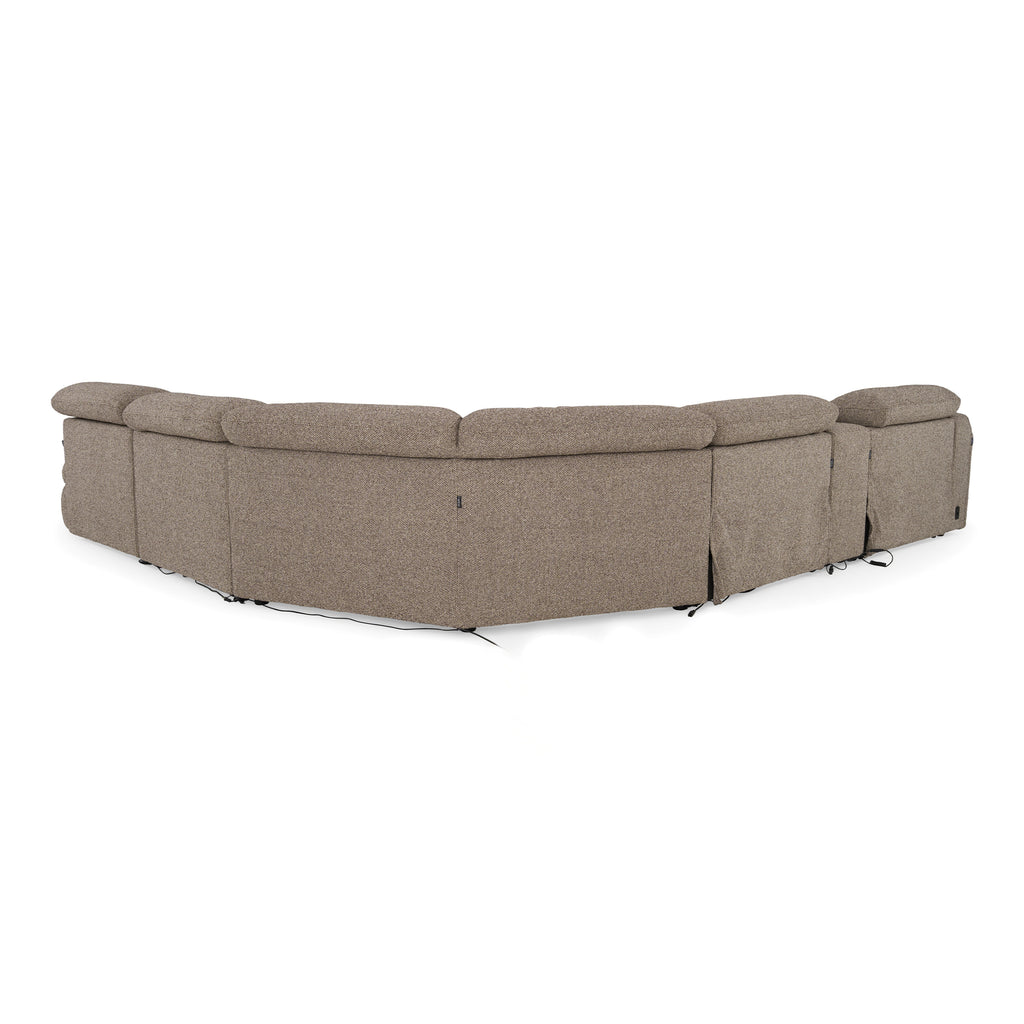 Ambler - Modern Brown Fabric Sectional Sofa with 2 Power Recliners Right Facing Chaise