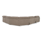 Ambler - Modern Brown Fabric Sectional Sofa with 2 Power Recliners Right Facing Chaise