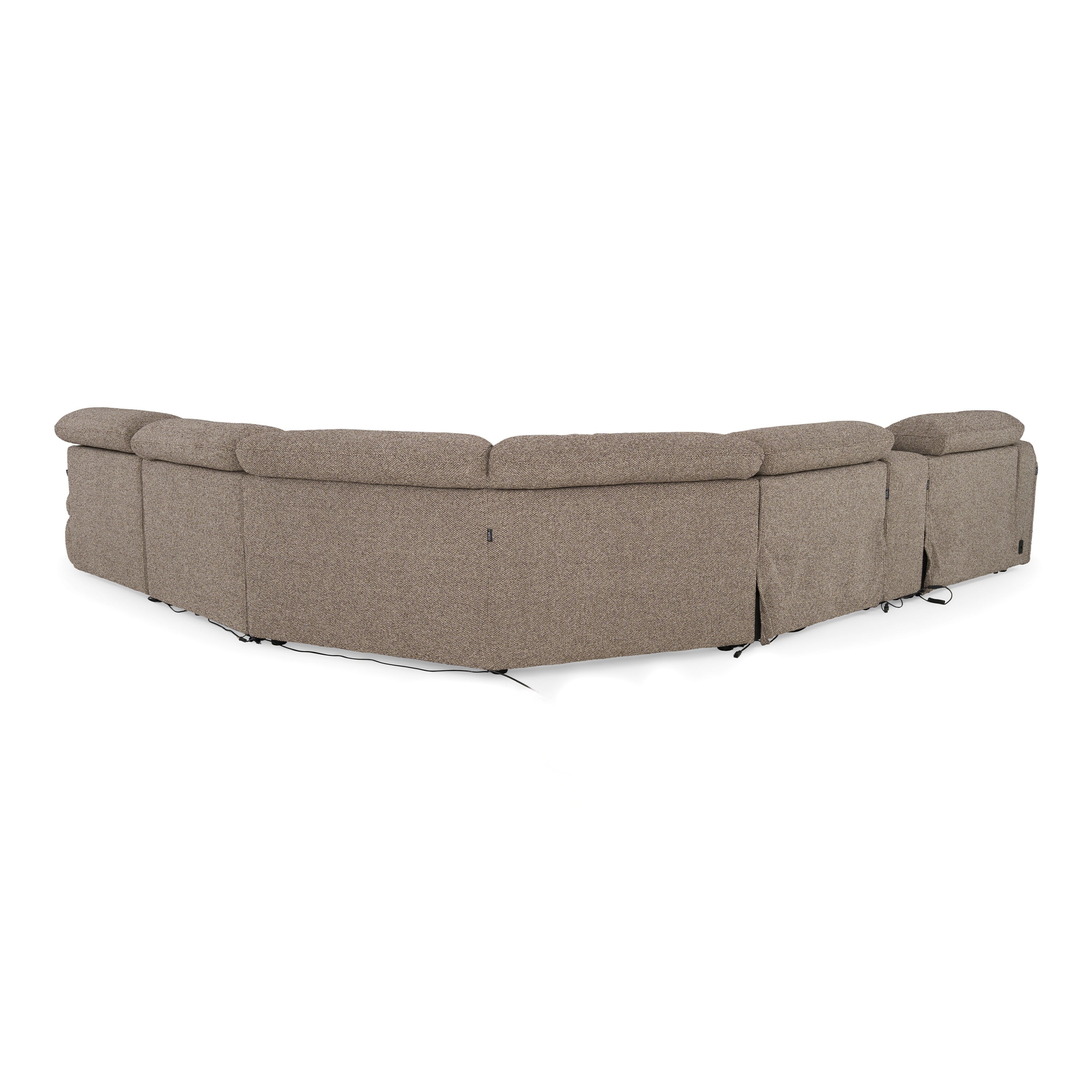 Ambler - Modern Brown Fabric Sectional Sofa with 2 Power Recliners Right Facing Chaise