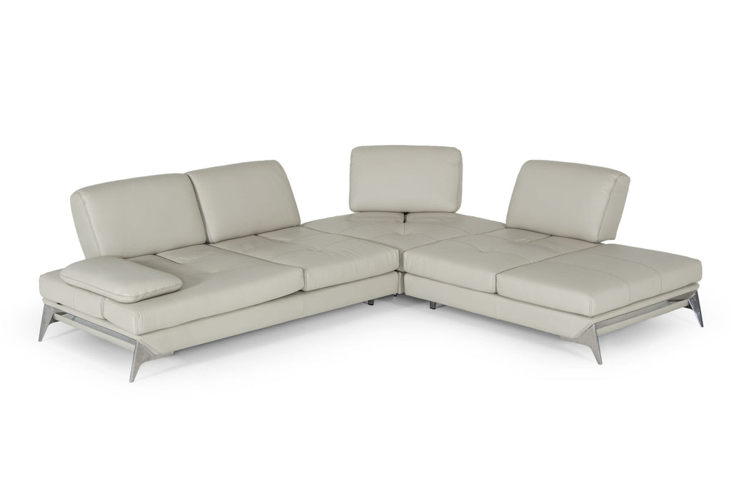 Andrea - Modern Grey Leather Sectional Sofa