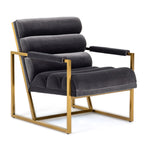 Anton - Modern Grey Velvet + Brass Accent Chair