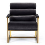 Anton - Modern Grey Velvet + Brass Accent Chair