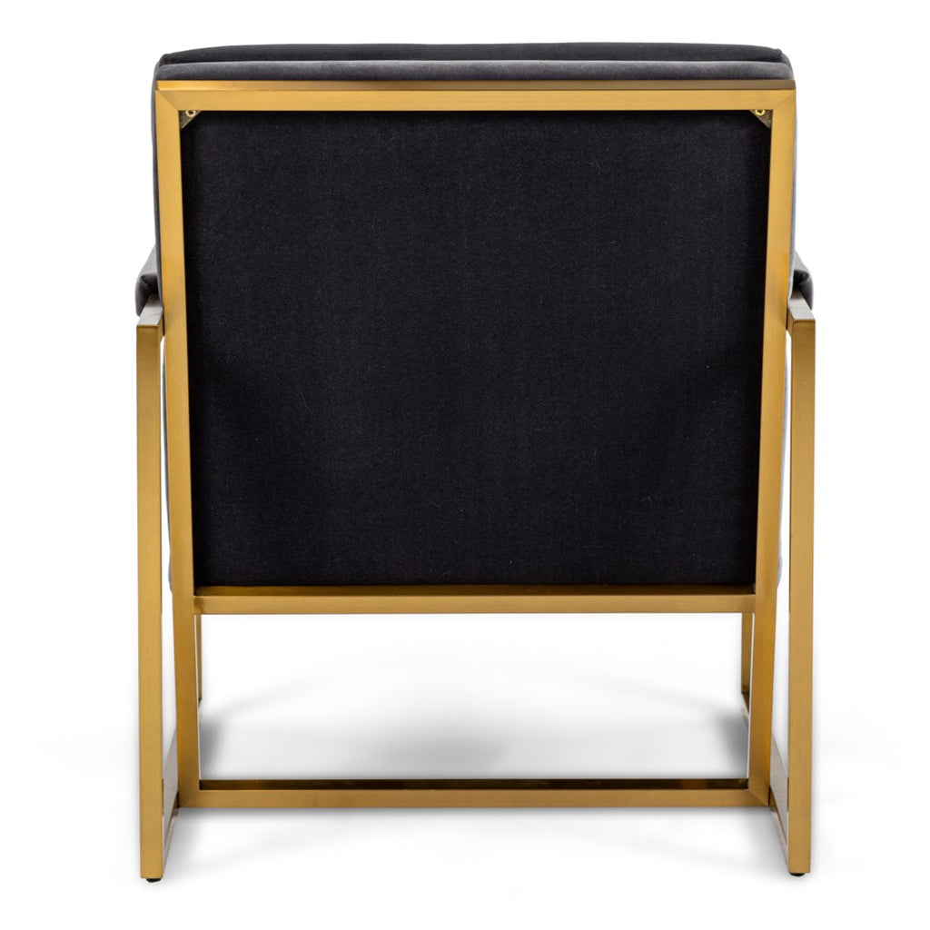 Anton - Modern Grey Velvet + Brass Accent Chair