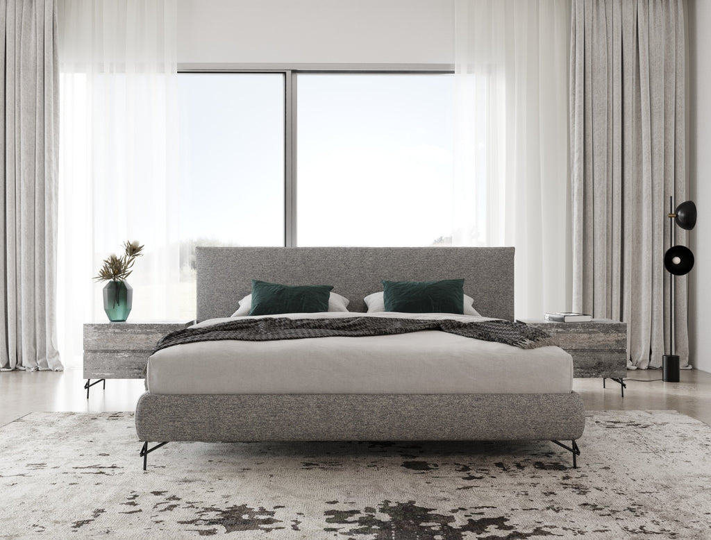 Aria - Italian Modern Grey Fabric Bed - Italian Modern Grey Fabric Bed