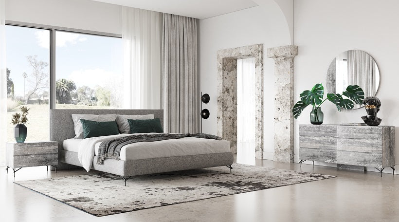 Aria - Italian Modern Multi Grey with texture Nightstand