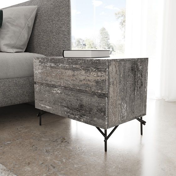 Aria - Italian Modern Multi Grey Bed and Two Nightstands - Italian Modern Multi Grey Bed and Two Nightstands