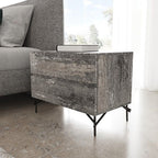Aria - Italian Modern Multi Grey Bed and Two Nightstands - Italian Modern Multi Grey Bed and Two Nightstands