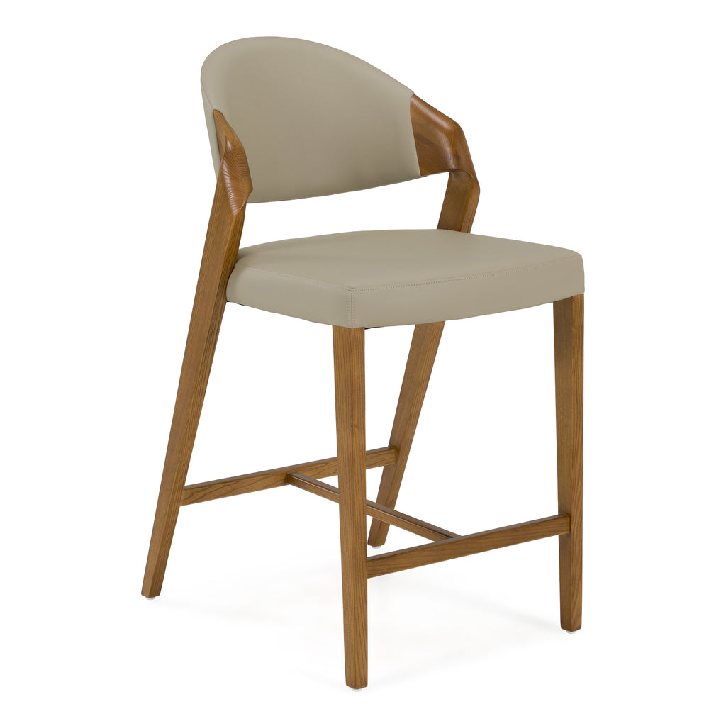 Arlo - Mid-Century Beige & Walnut Counter Chair
