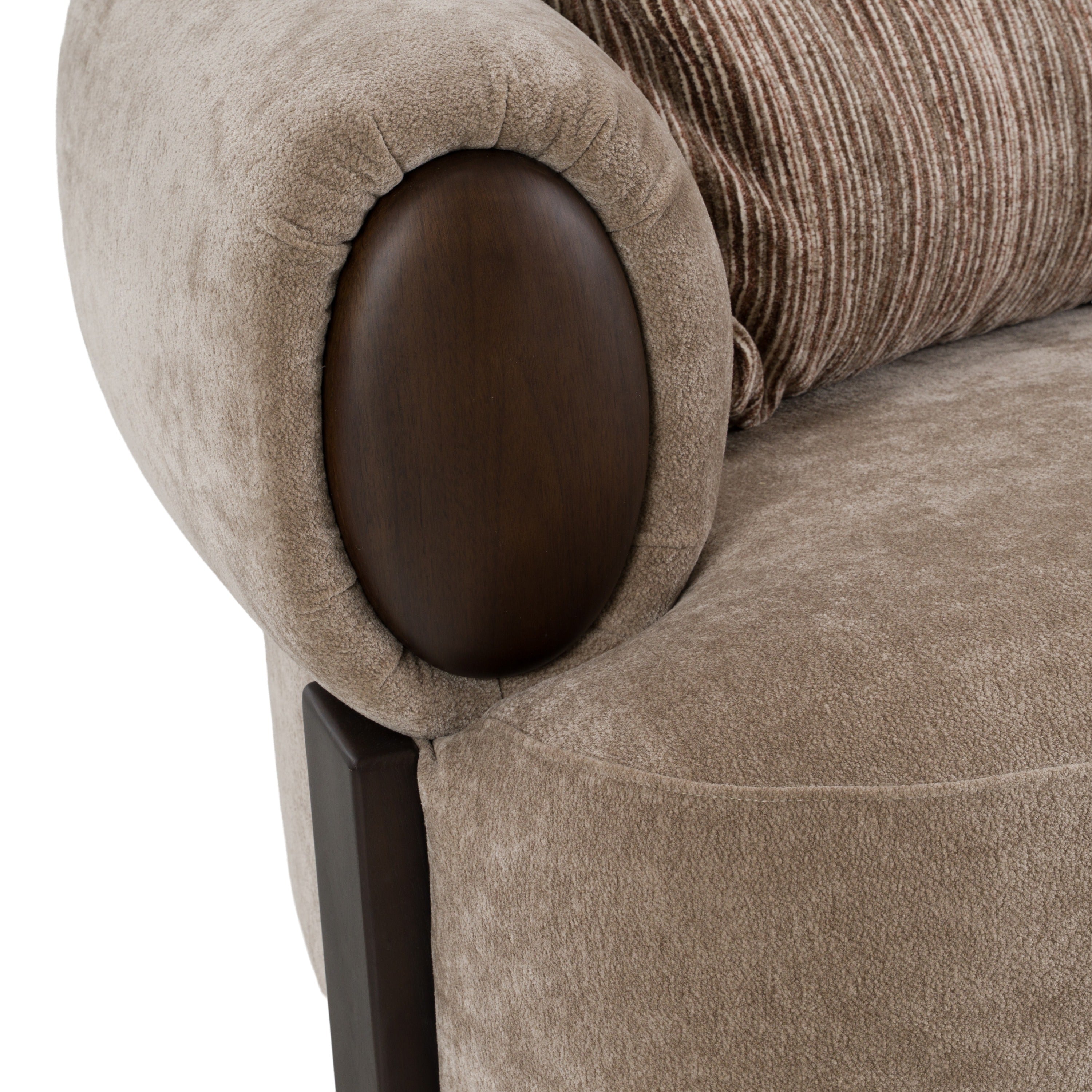Arnaud - Modern Tan Fabric + Brown Oak Loveseat Sofa
