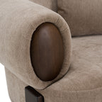 Arnaud - Modern Tan Fabric + Brown Oak Accent Chair