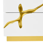 Aspen Modern Wide White and Gold Nightstand