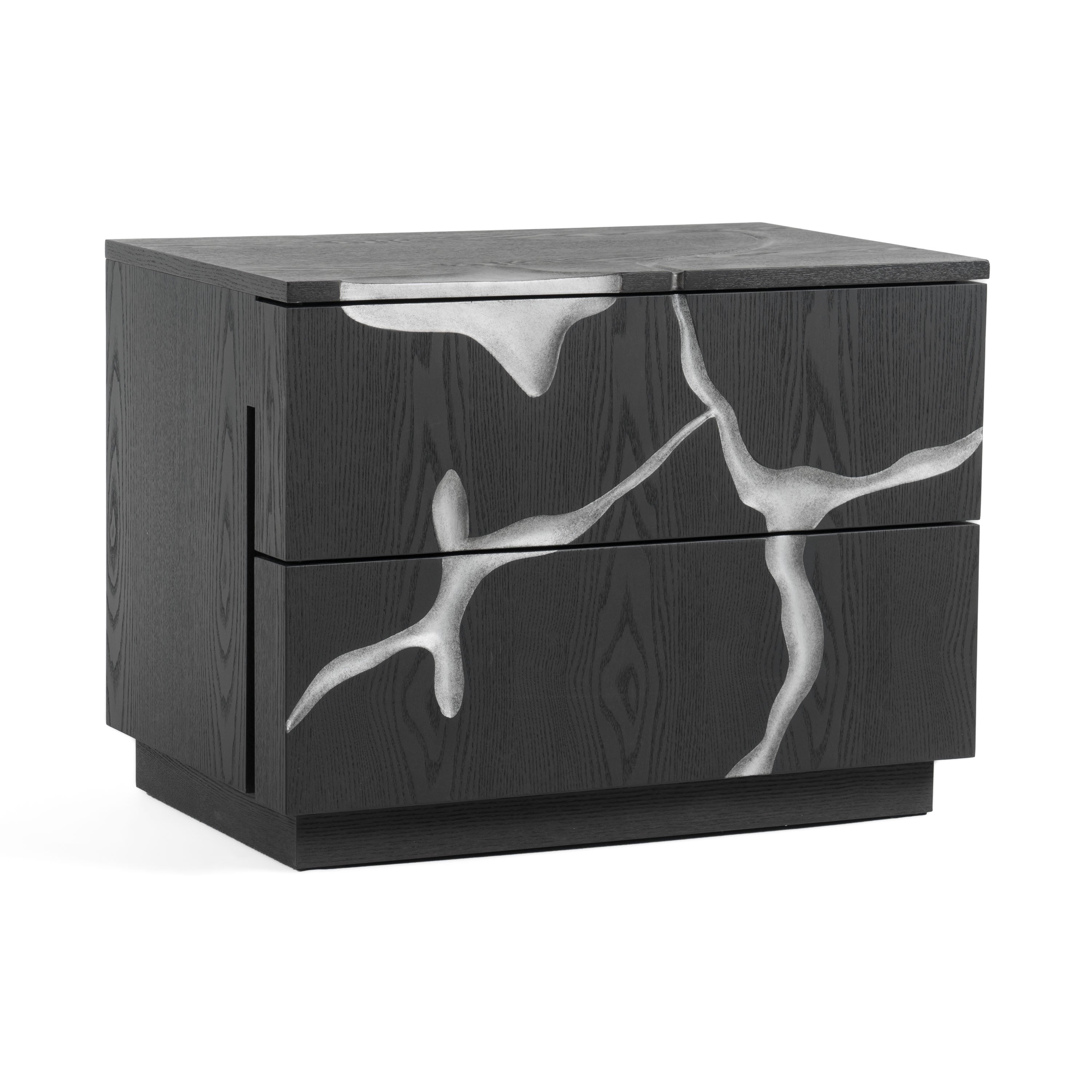 Aspen - Modern Matte Brown Ash & Silver Nightstand
