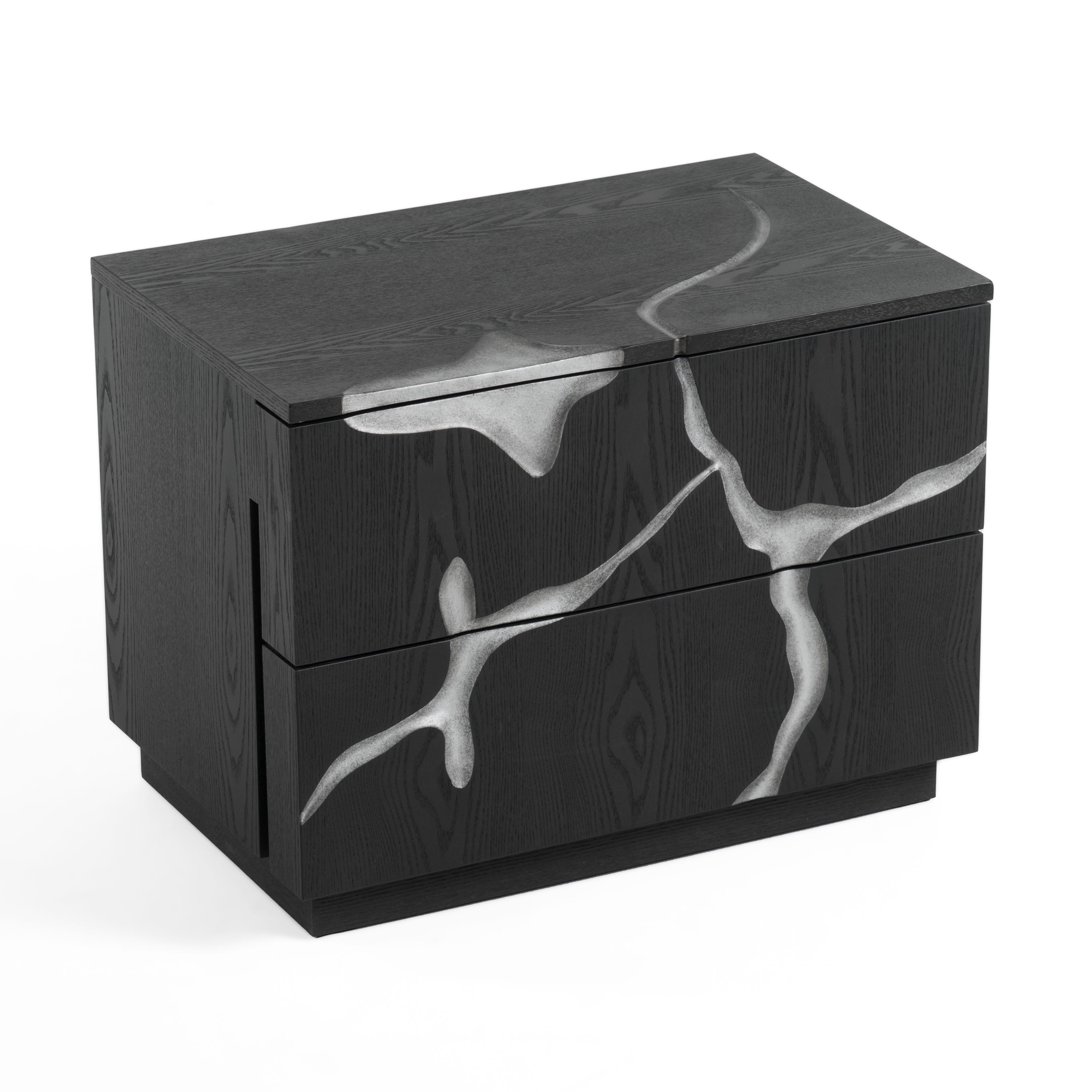 Aspen - Modern Matte Brown Ash & Silver Nightstand