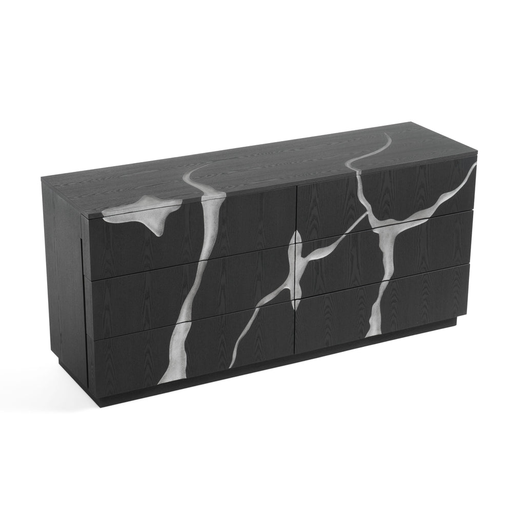 Aspen - Modern Matte Brown Ash & Silver Dresser