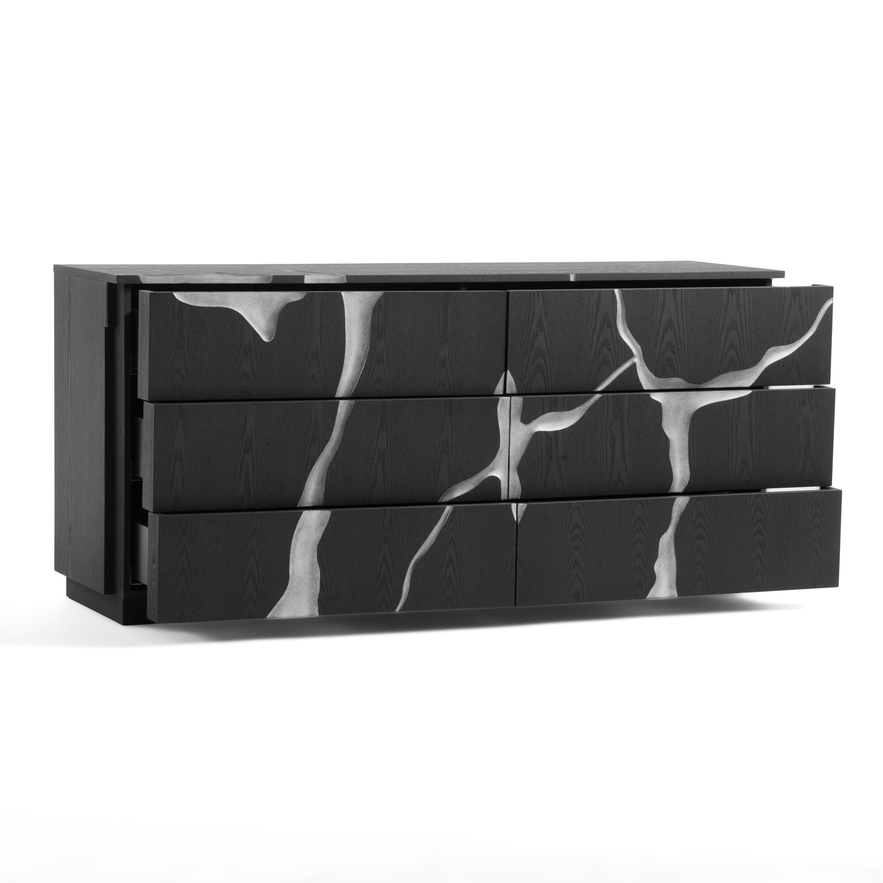Aspen - Modern Matte Brown Ash & Silver Dresser