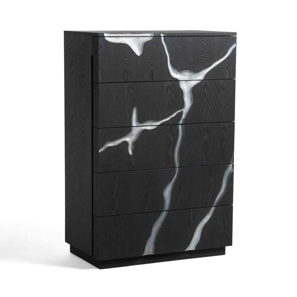Aspen - Modern Matte Brown Ash & Silver Chest - Modern Matte Brown Ash & Silver Chest