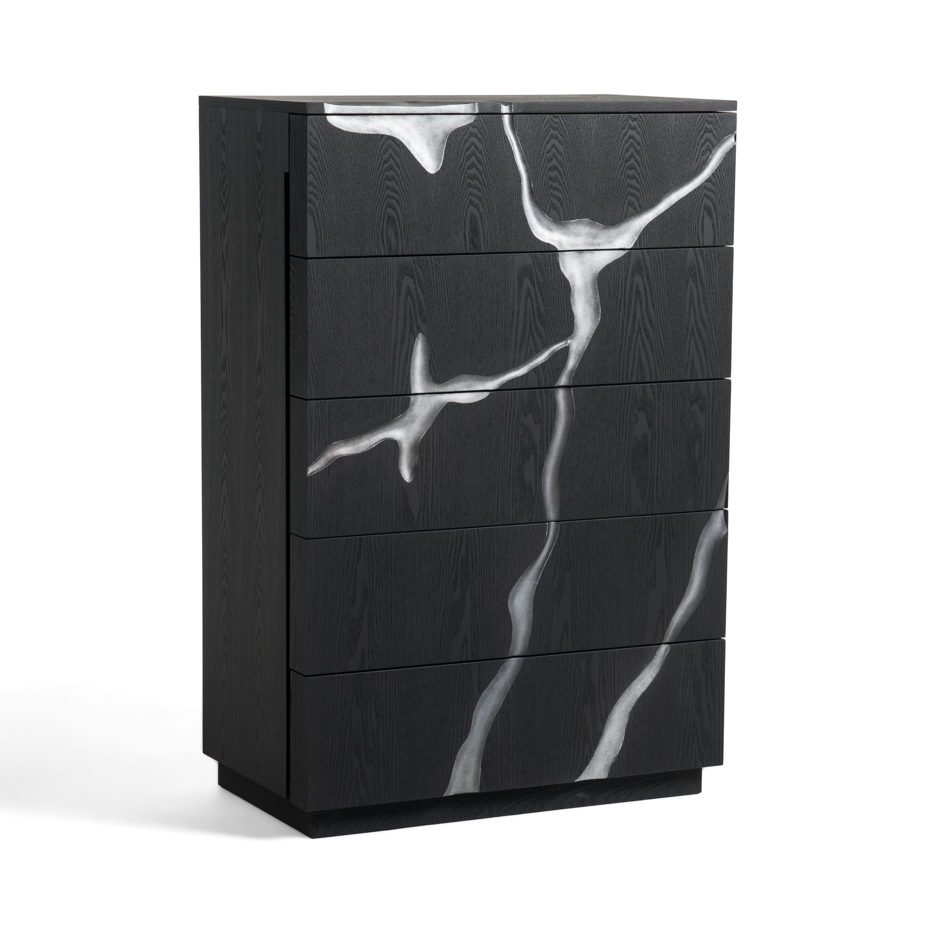 Aspen - Modern Matte Brown Ash & Silver Chest - Modern Matte Brown Ash & Silver Chest
