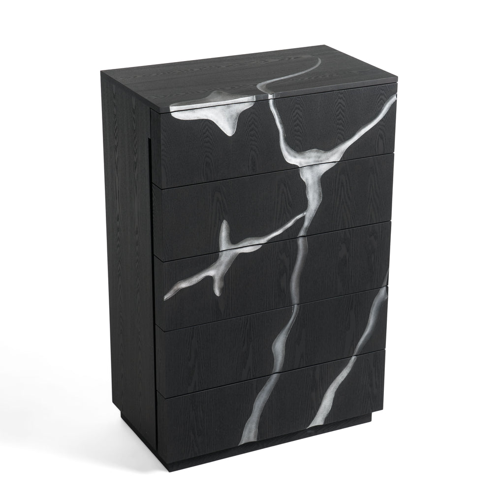 Aspen - Modern Matte Brown Ash & Silver Chest - Modern Matte Brown Ash & Silver Chest