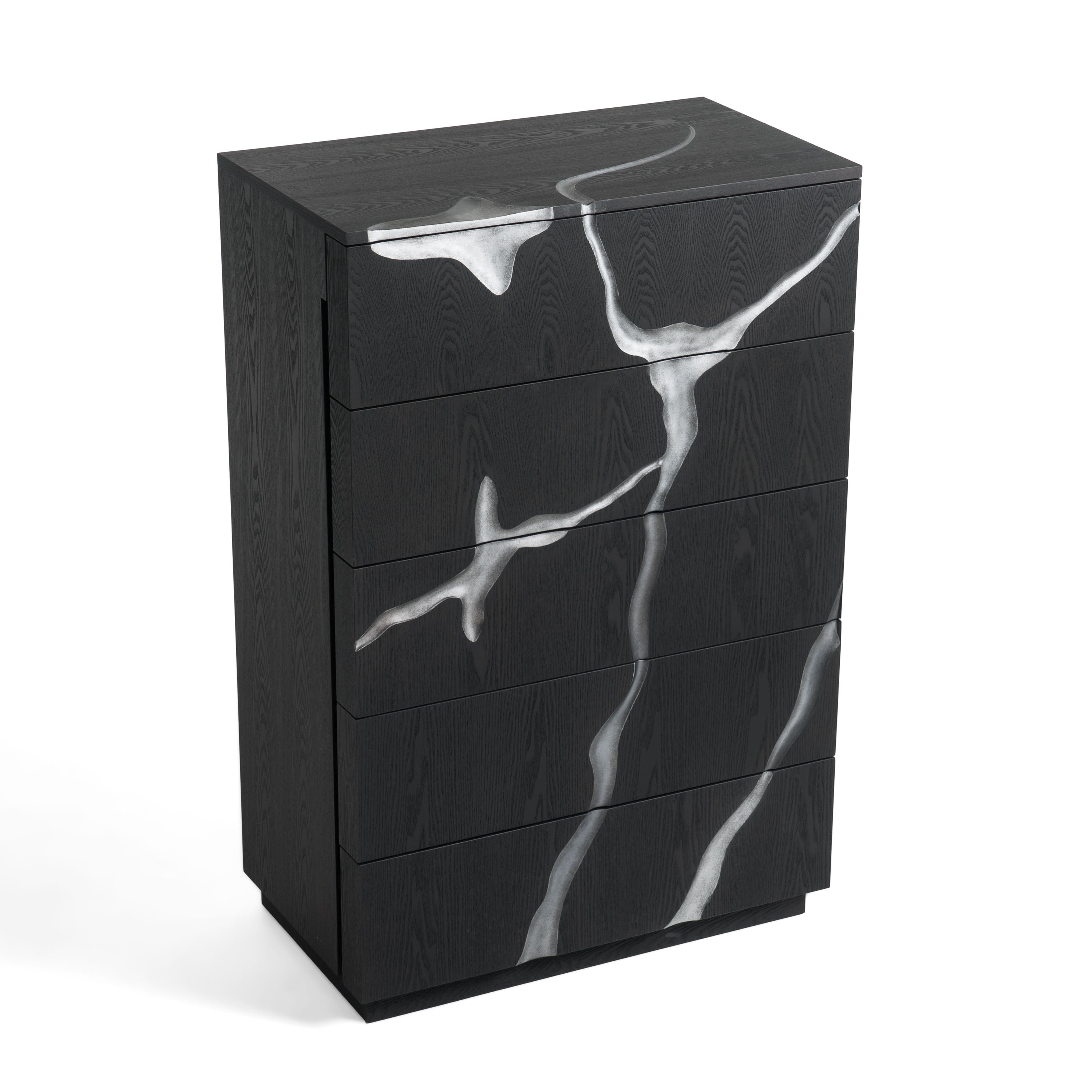 Aspen - Modern Matte Brown Ash & Silver Chest - Modern Matte Brown Ash & Silver Chest