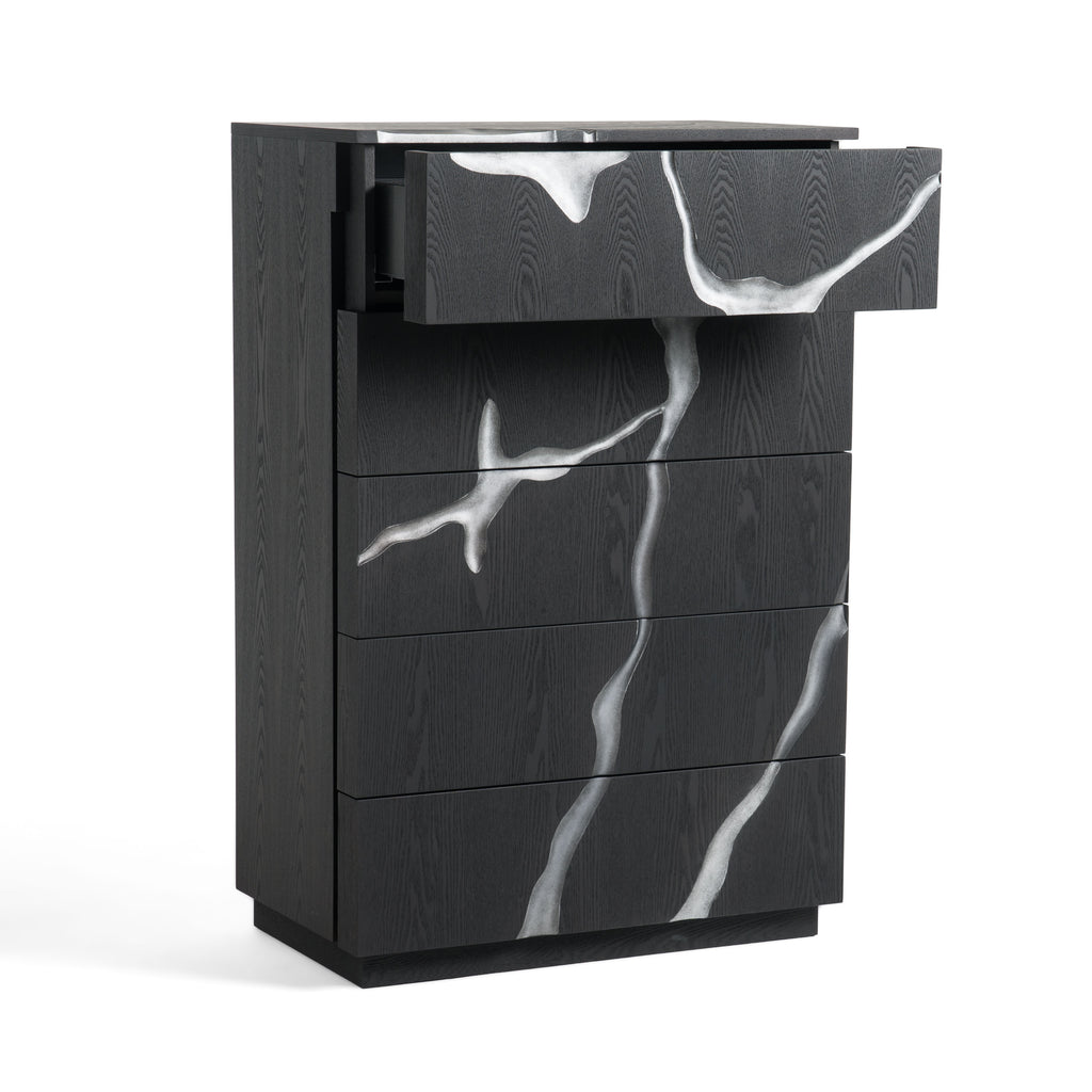Aspen - Modern Matte Brown Ash & Silver Chest - Modern Matte Brown Ash & Silver Chest