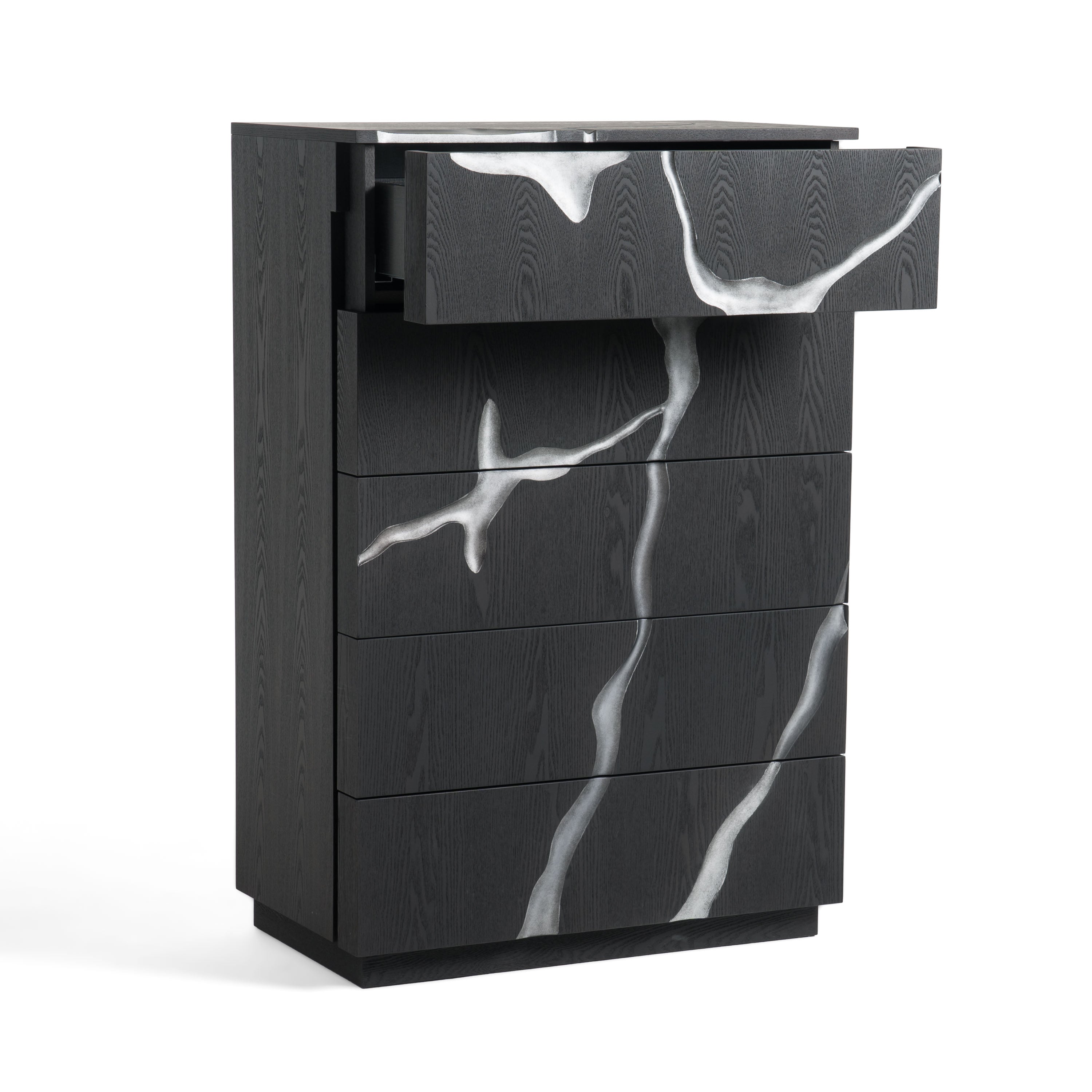 Aspen - Modern Matte Brown Ash & Silver Chest - Modern Matte Brown Ash & Silver Chest