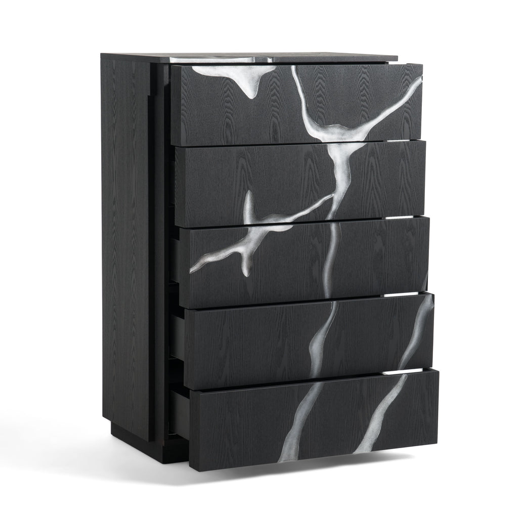 Aspen - Modern Matte Brown Ash & Silver Chest - Modern Matte Brown Ash & Silver Chest
