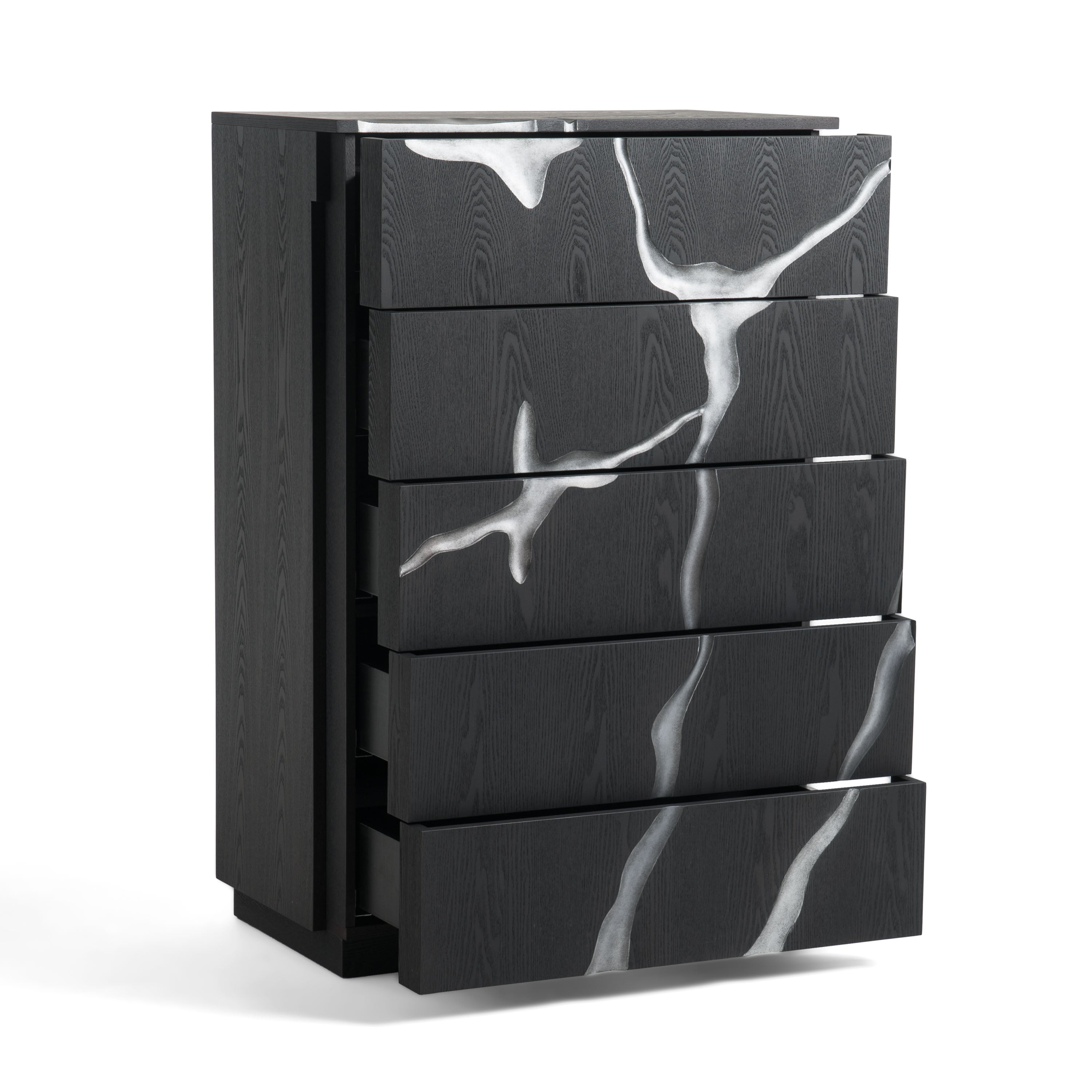 Aspen - Modern Matte Brown Ash & Silver Chest - Modern Matte Brown Ash & Silver Chest