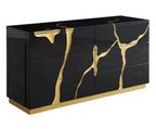 Aspen - Modern Black + Gold 4-Piece Bedroom Set - Modern Black + Gold 4 - Piece Bedroom Set