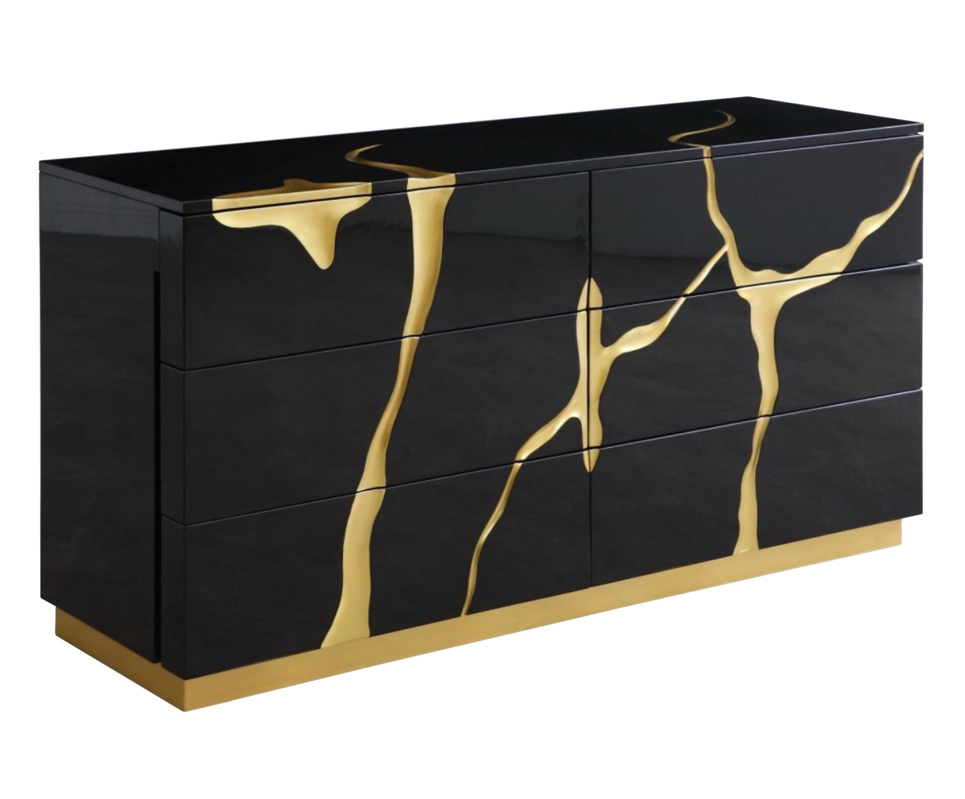 Aspen - Modern Black + Gold 4-Piece Bedroom Set - Modern Black + Gold 4 - Piece Bedroom Set