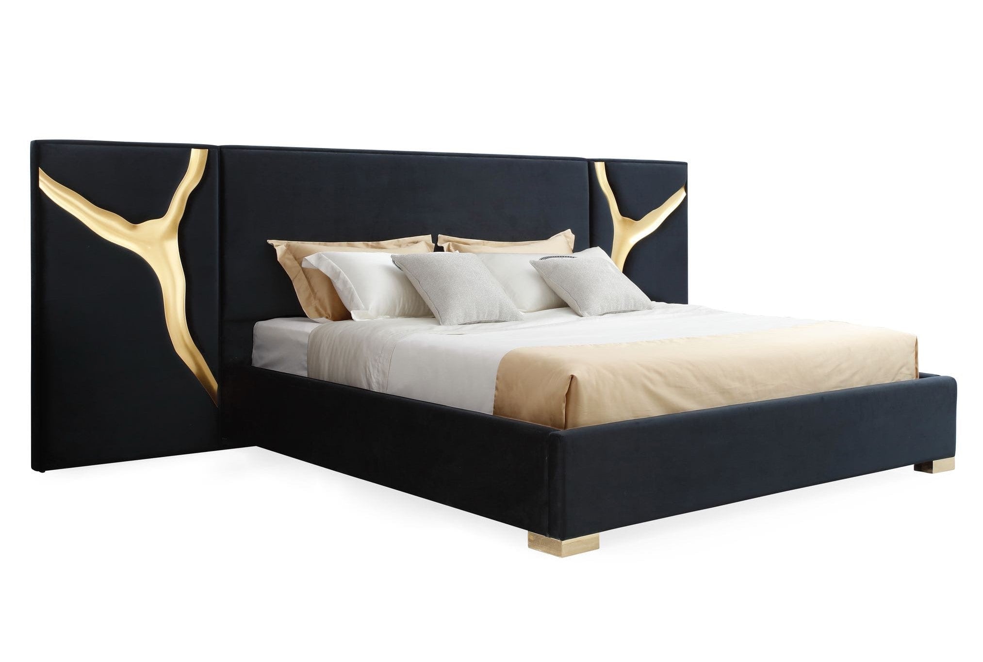 Aspen - Modern Black + Gold 4-Piece Bedroom Set - Modern Black + Gold 4 - Piece Bedroom Set