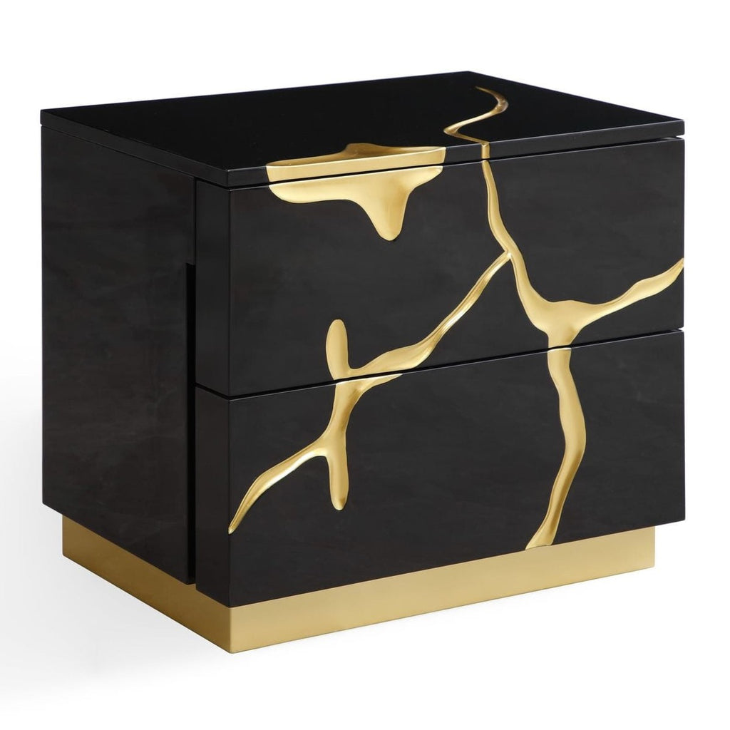 Aspen - Modern Black + Gold 4-Piece Bedroom Set - Modern Black + Gold 4 - Piece Bedroom Set