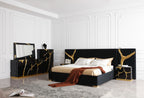 Aspen - Modern Wide Black and Gold Nightstand