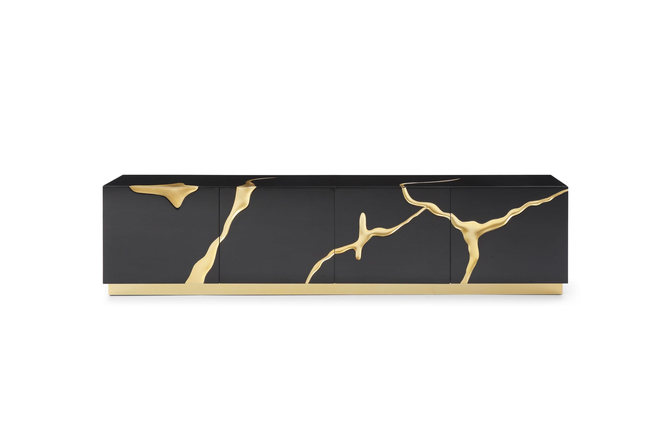 Aspen - Modern Black & Gold TV Stand