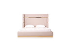 Sterling - Queen Modern Beige + Gold Bed + Nightstands - Queen Modern Beige + Gold Bed + Nightstands