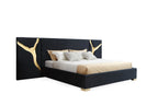 Aspen - Eastern King Modern Black + Gold Bed + Nightstands - Eastern King Modern Black + Gold Bed + Nightstands