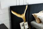 Aspen - Eastern King Modern Black + Gold Bed + Nightstands - Eastern King Modern Black + Gold Bed + Nightstands