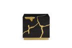 Aspen - Eastern King Modern Black + Gold Bed + Nightstands - Eastern King Modern Black + Gold Bed + Nightstands
