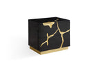 Aspen - Eastern King Modern Black + Gold Bed + Nightstands - Eastern King Modern Black + Gold Bed + Nightstands