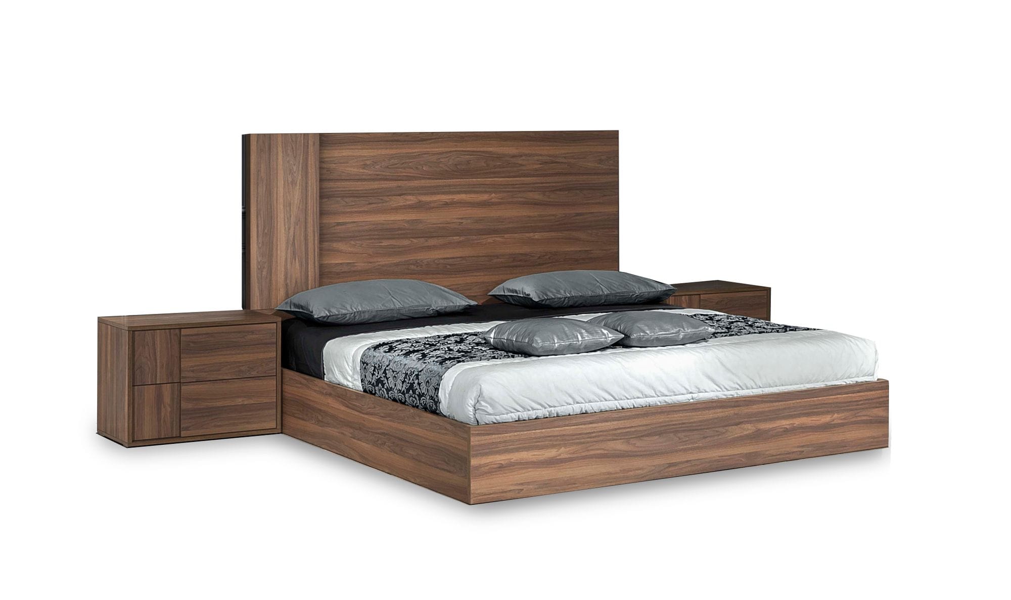 Asus - Italian Modern Walnut Bed - Italian Modern Walnut Bed