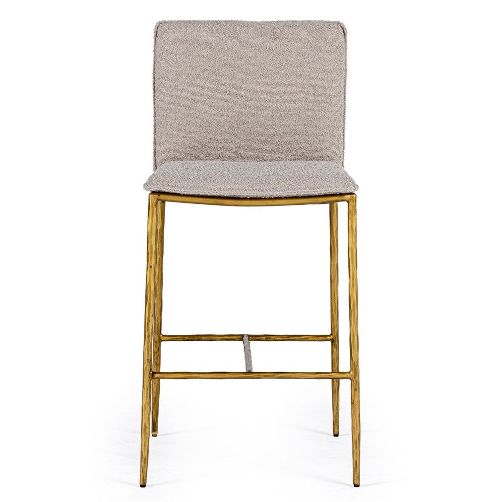Atlanta - Modern Beige Fabric & Brass Counter Chair