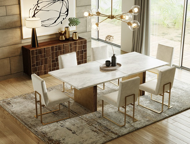 Auer - White Marble & Gold Dining Table