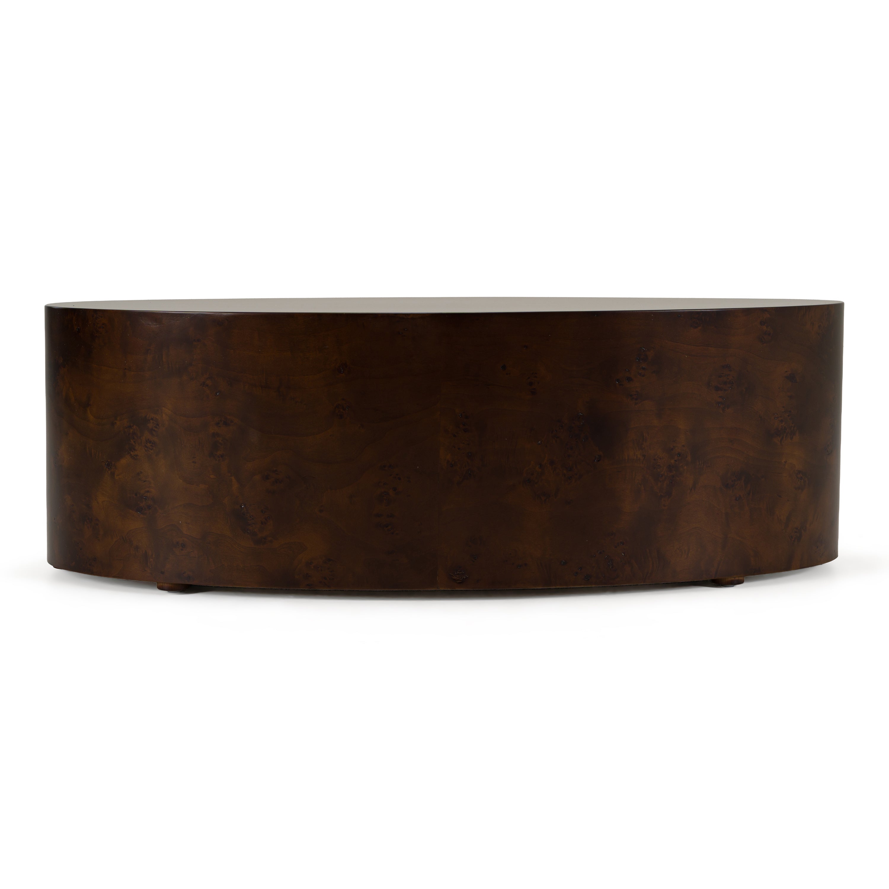 August - Modern Dark Walnut Burl Oval Coffee Table