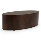 August - Modern Dark Walnut Burl Oval Coffee Table