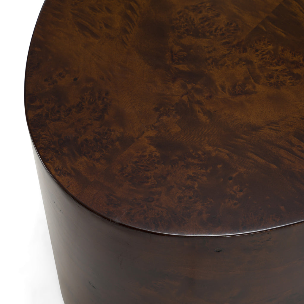 August - Modern Dark Walnut Burl Oval Coffee Table