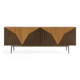 Azteca - Modern White Oak + Black Geometric Pattern Buffet