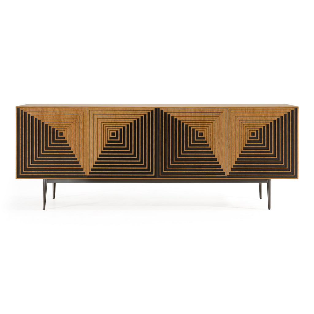 Azteca - Modern White Oak + Black Geometric Pattern Buffet
