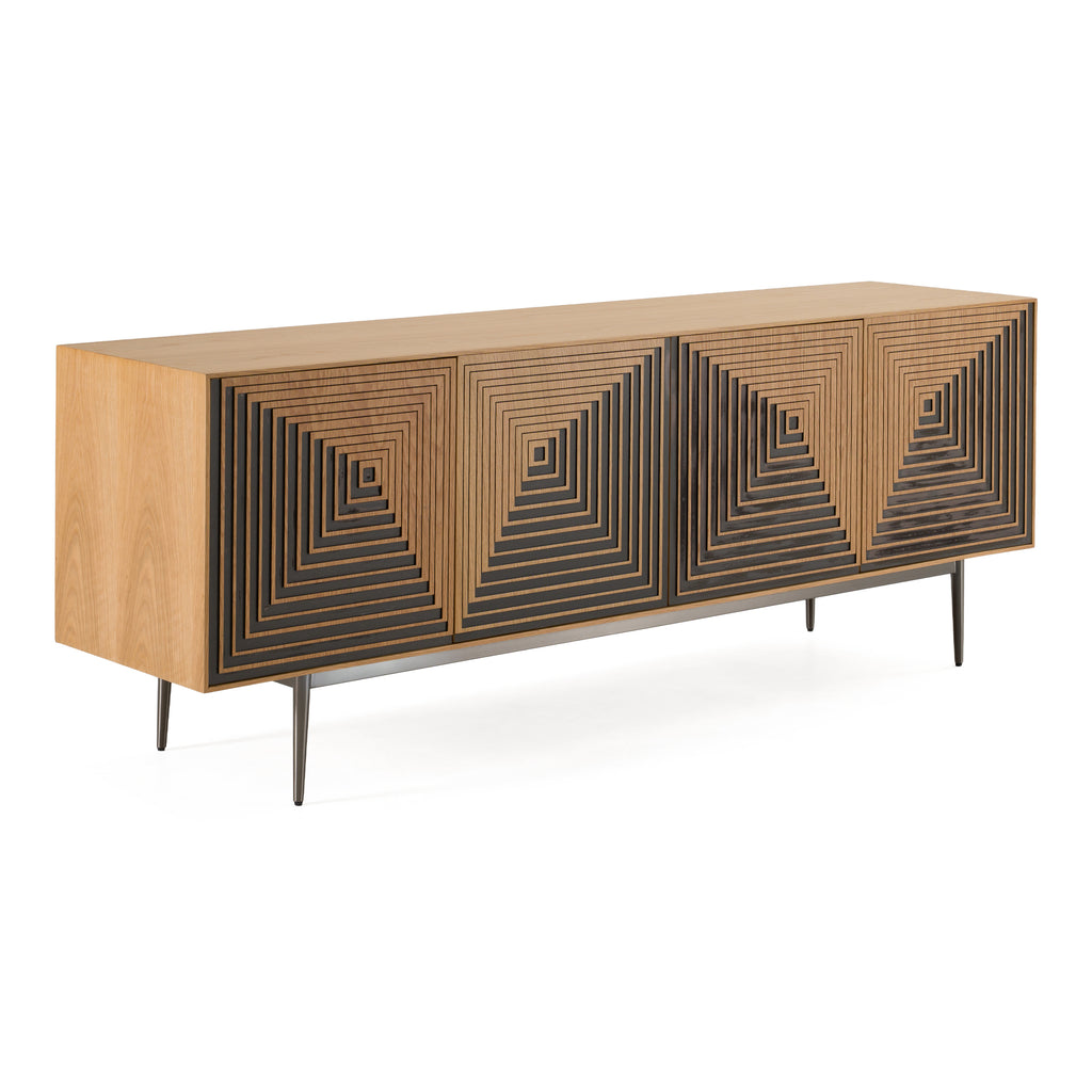 Azteca - Modern White Oak + Black Geometric Pattern Buffet